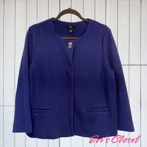 Alfani Women's Jacket Size L Bright Blue Cotton Spandex 3/4 Sleeve
